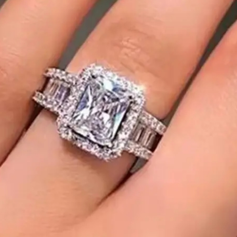 Princess cut lab created diamond ring